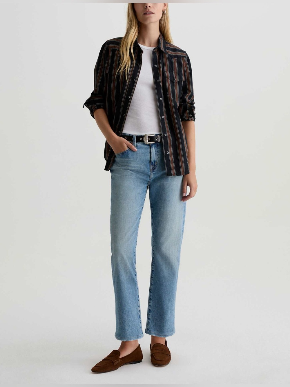 Ag Adriano Goldschmied Light Blue Straight-Leg Jeans